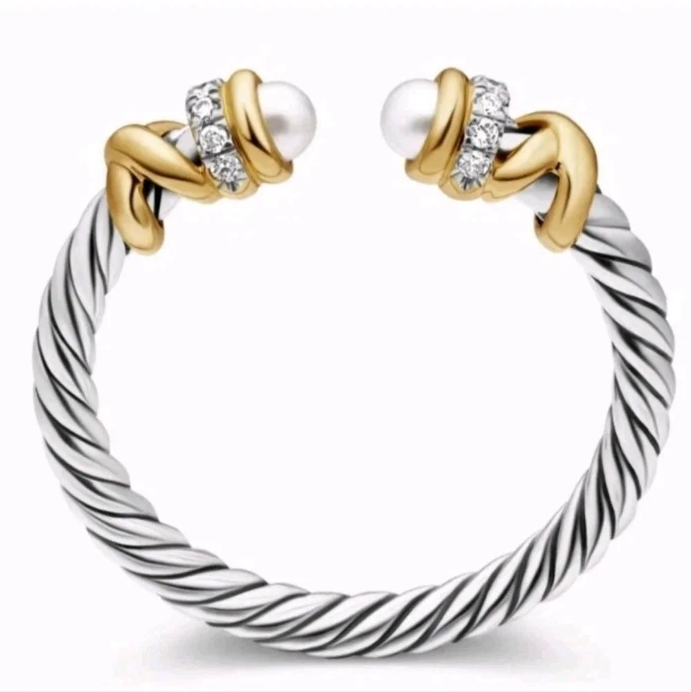 DY elegant simplicity ring pearls silver pave.8.